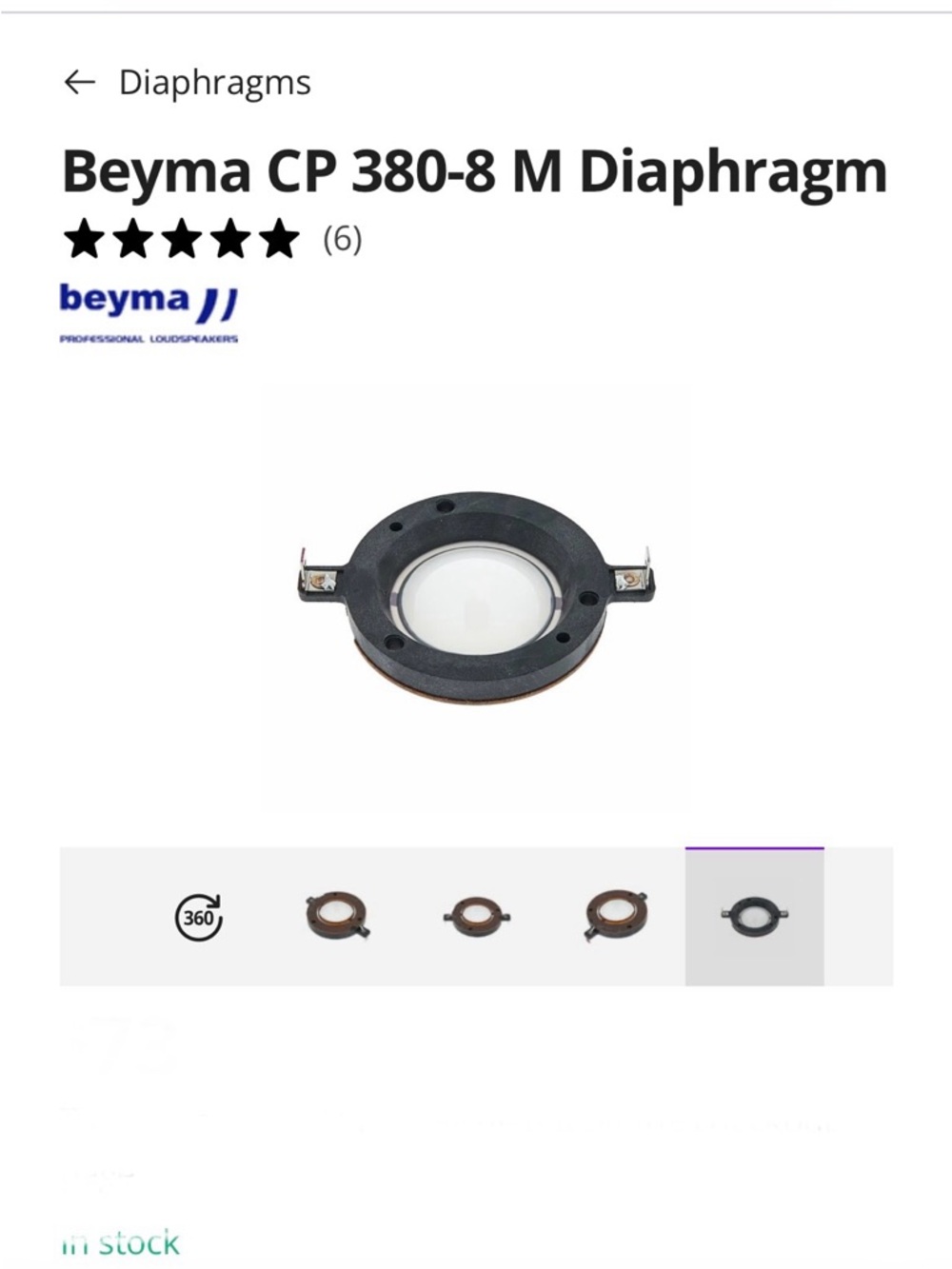 CP 380-8M Replacement Diaphragm - Brand new